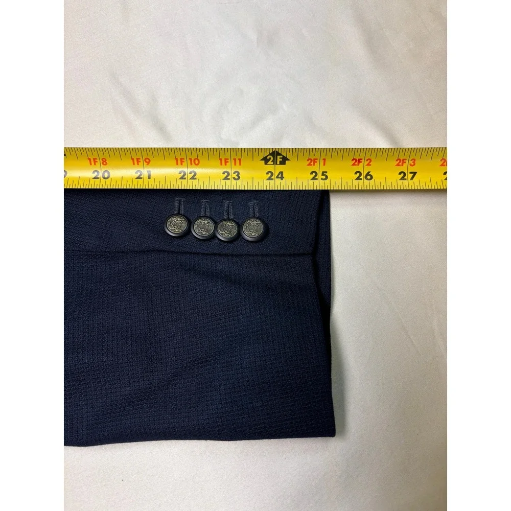 Ermenegildo Zegna Cloth Navy Blue Blazer 3-Button Crest Buttons Textured Men 50R